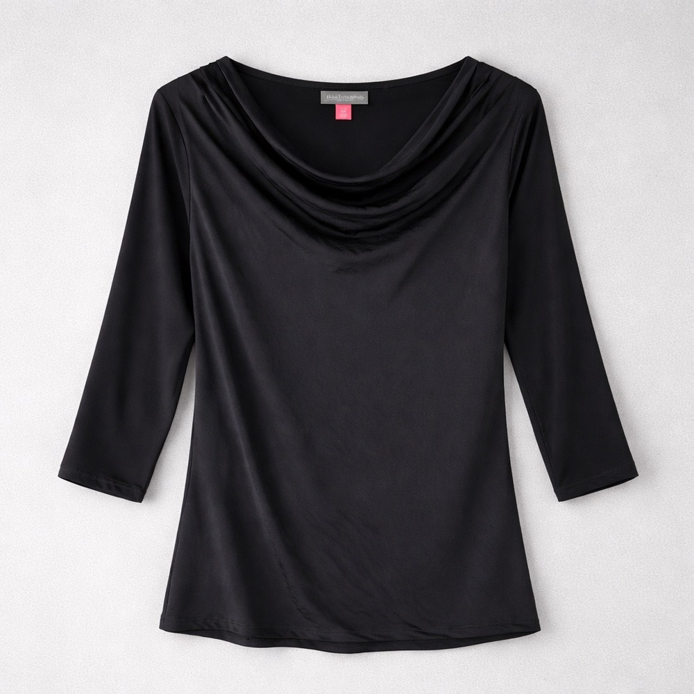 Vince Camuto Black Cowl Neck Blouse 3/4 Sleeve Size M